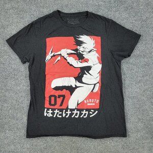 Naruto Shippuden Shirt Men Medium Black Kakashi Hatake Graphic Tee Short Sleeve